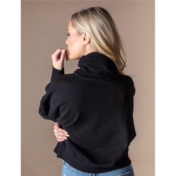 Agolde Bubble Sleeve Turtleneck Top Black Sz M - Picture 2 of 12